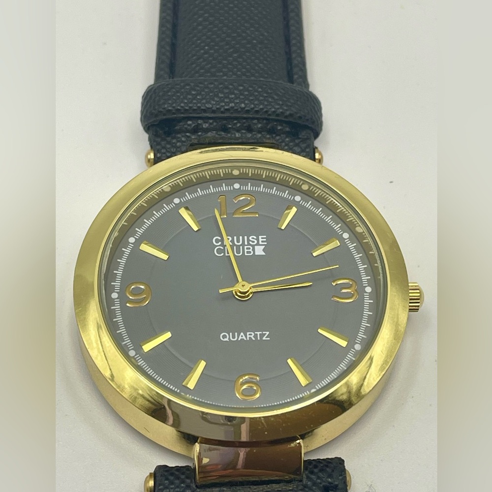 Cruise Club Gold Tone Quartz Watch with a Black Strap and Grey Dial. 10 inches. - Picture 2 of 7